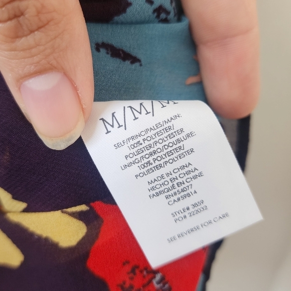 Cabi Juliet Ruffle Semi Sheer Floral Long Sleeve Top Business Casual Modest M - Picture 10 of 11